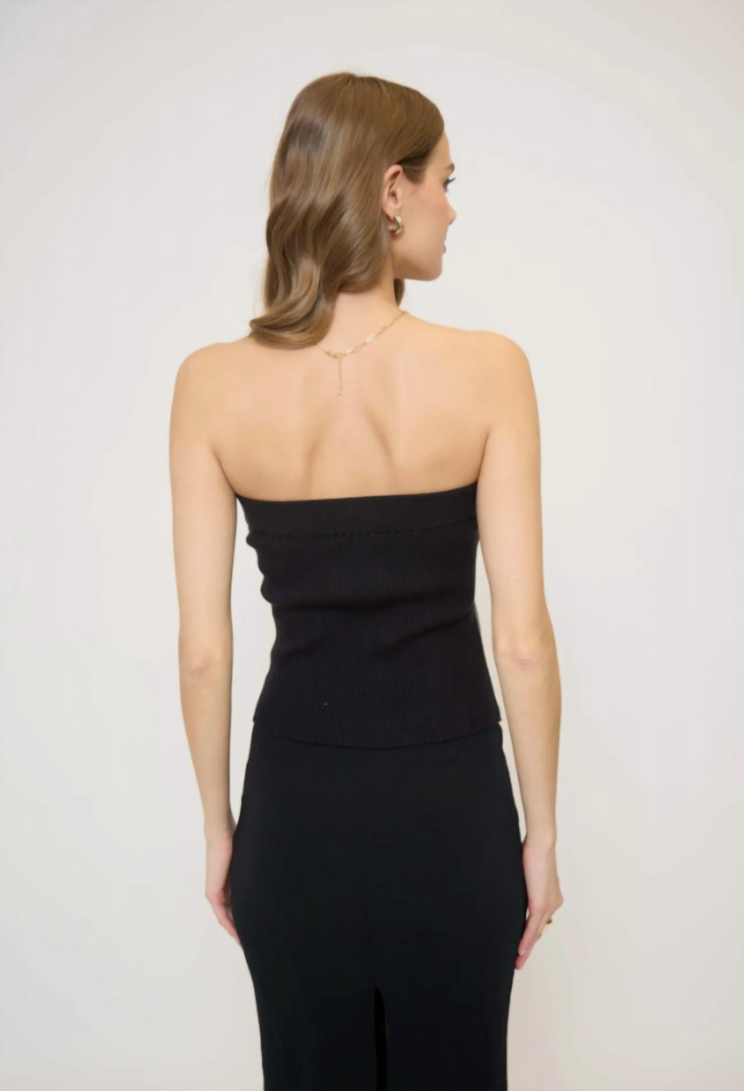 Central Park West Colette Vegan Front Tub Top in black - women's t-shirt - alternate view
