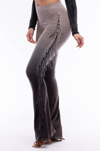 K Too - Women's Dip Wash Fringe Flared Pants