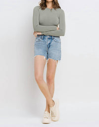 Vervet By Flying Monkey - High Rise Raw Hem Shorts