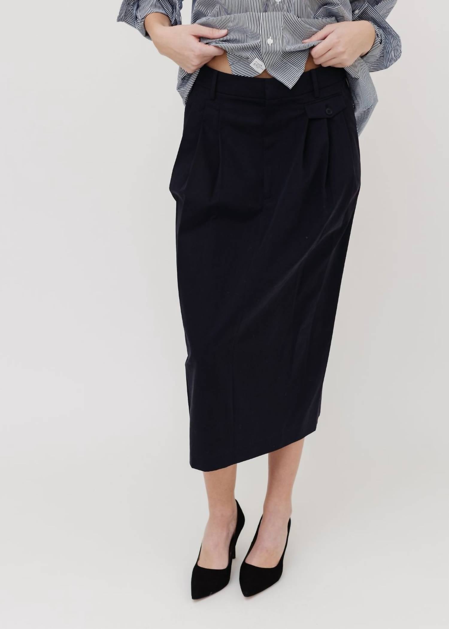 Tibi - Bio Twill Triple Pleat Midi Skirt