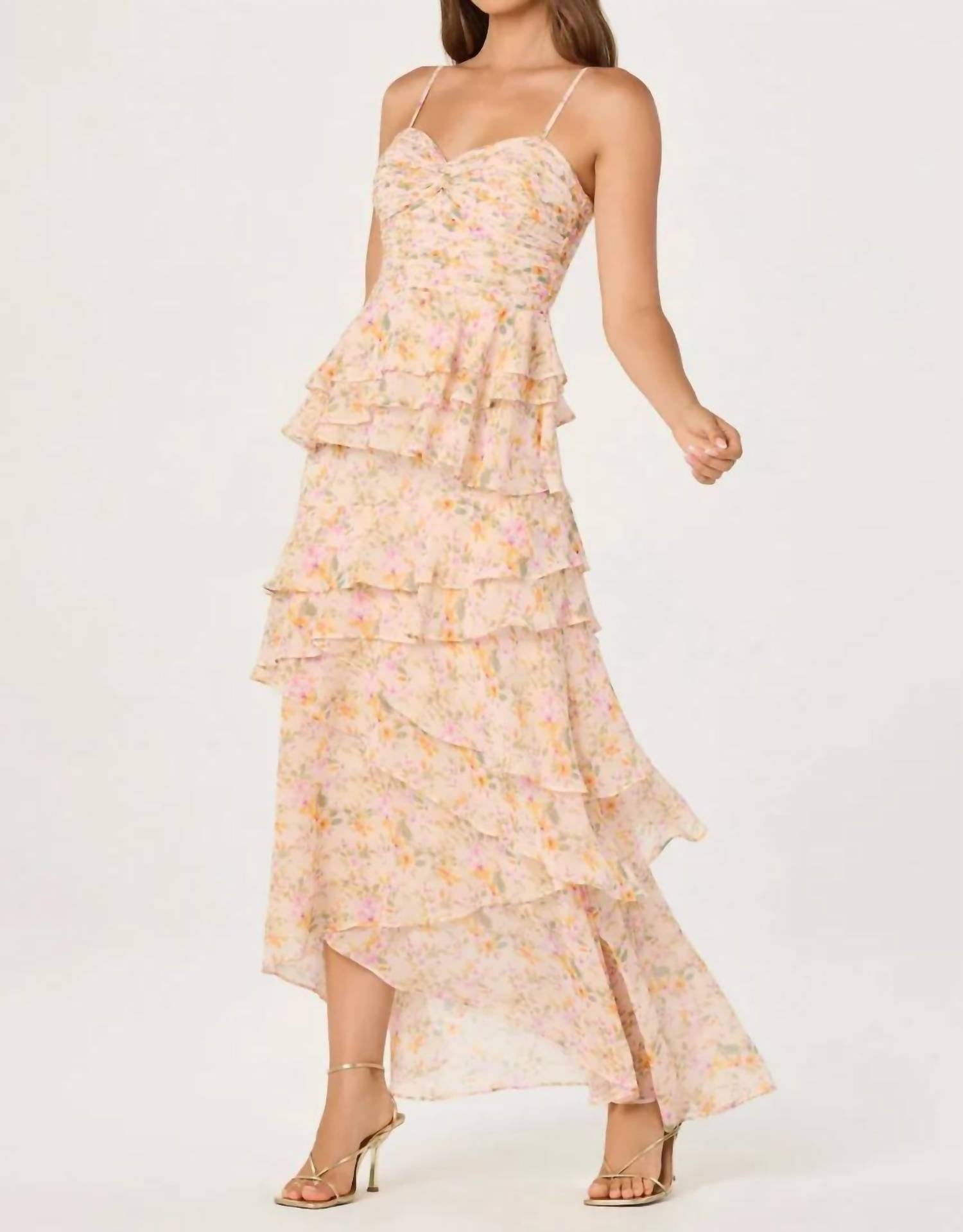 Astr - Coline Ruffle Chiffon Maxi Dress