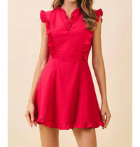 Tcec - Ruffle Notched Neckline Dress