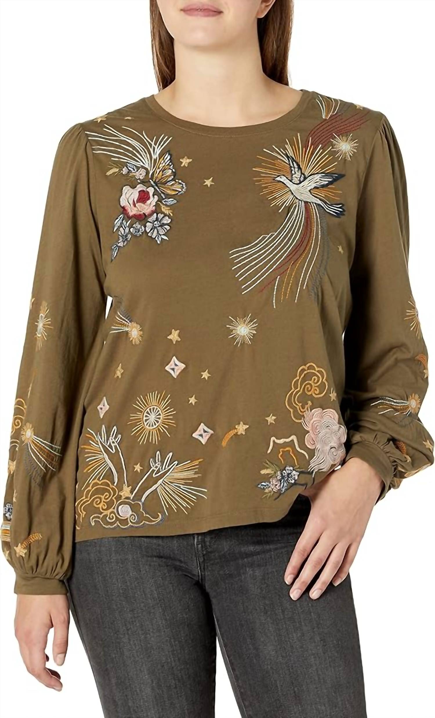 Johnny Was - Selah Cuffed Puff Sleeve Tee Blouse