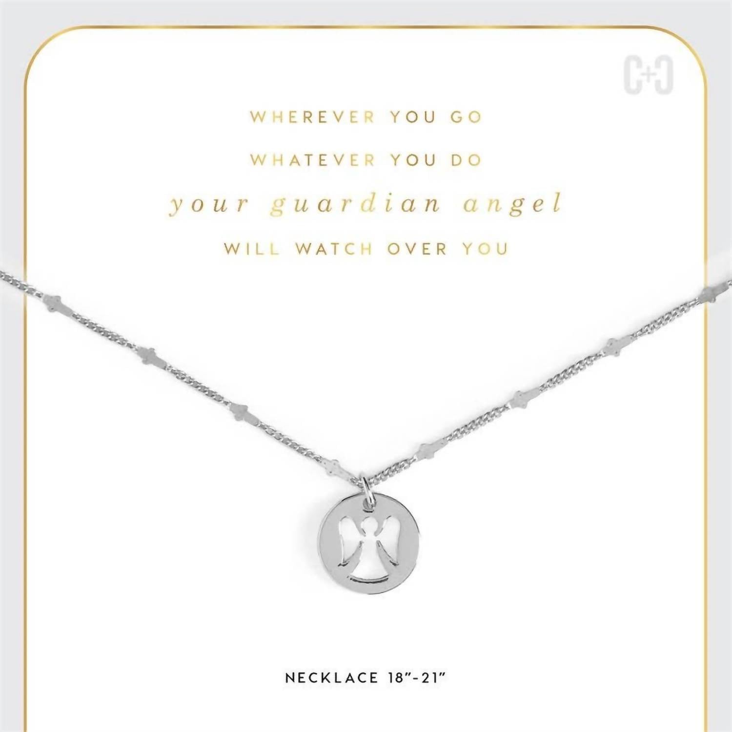 COCO + CARMEN Women's Guardian Angel Necklace in silver - women's jewelry - detail view