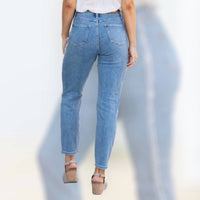 Judy Blue High Waist Slim Fit Fray Side Seam Detail Jeans in blue - women's jeans - view 7