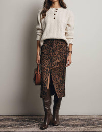 Forte - Leopard Stretch Pencil Skirt