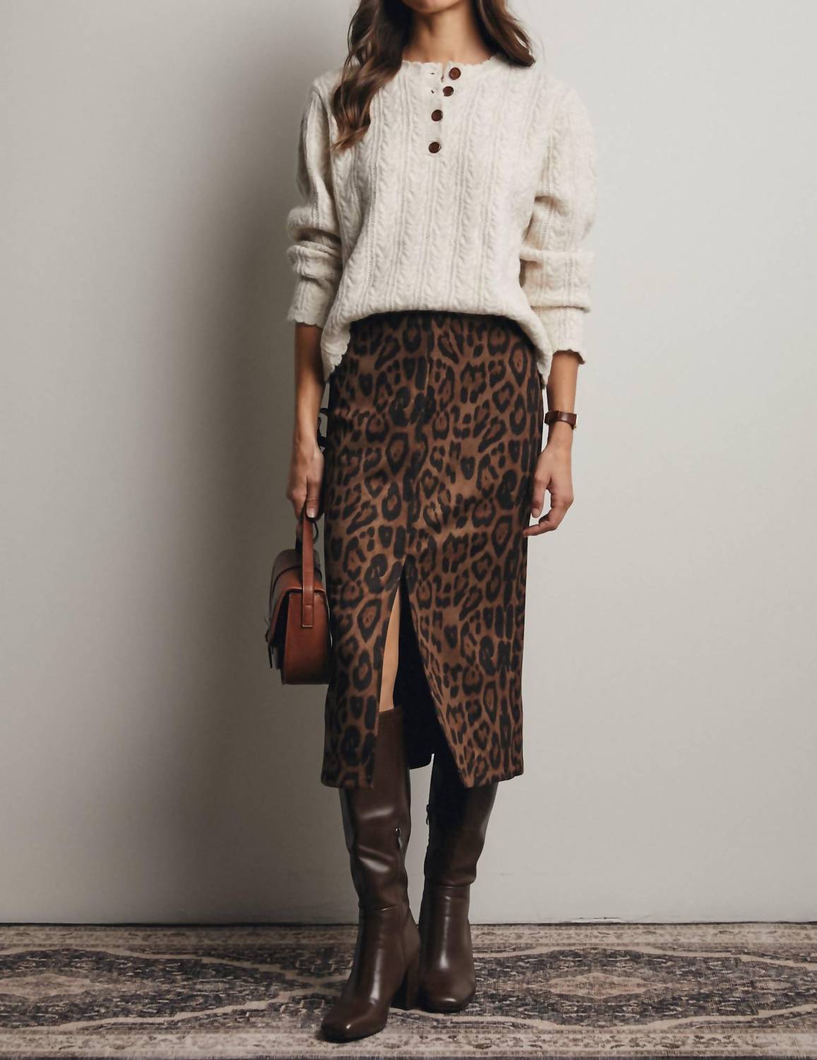 Forte - Leopard Stretch Pencil Skirt
