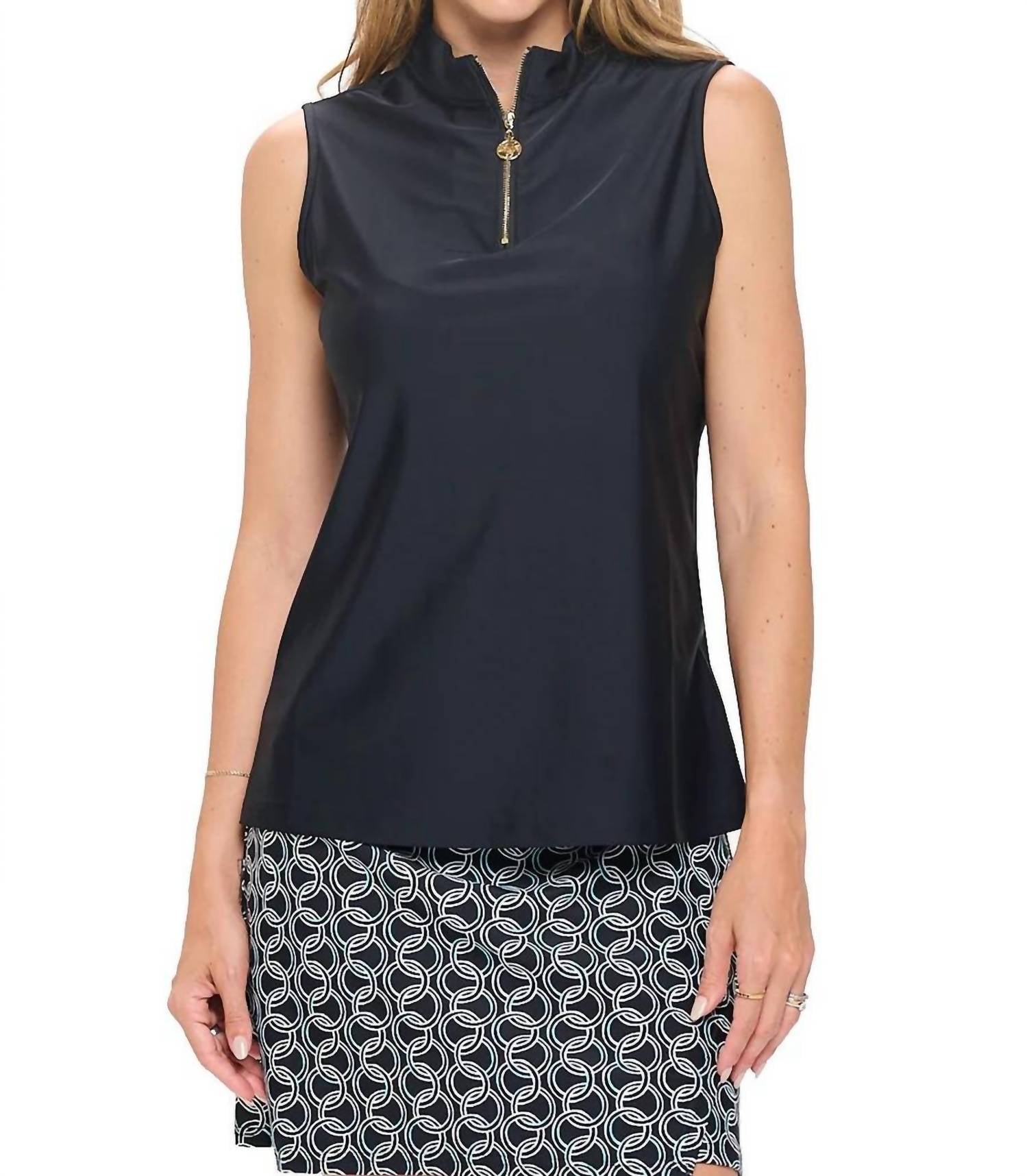 Aryeh Elaine Sleeveless Zip Top in black - women's tank top