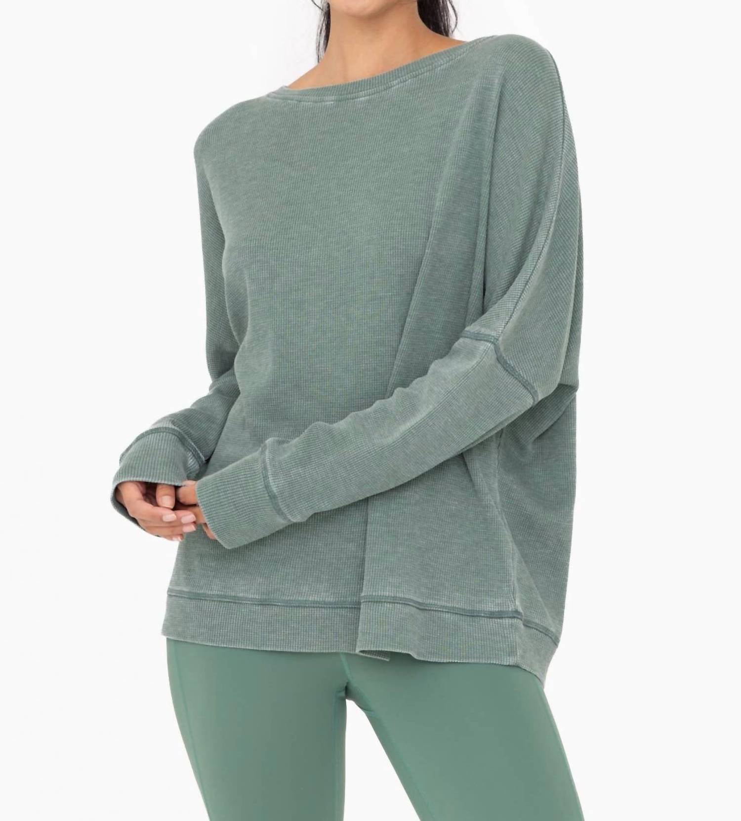 Mono B - Waffle Ribbed Round Neck Pullover