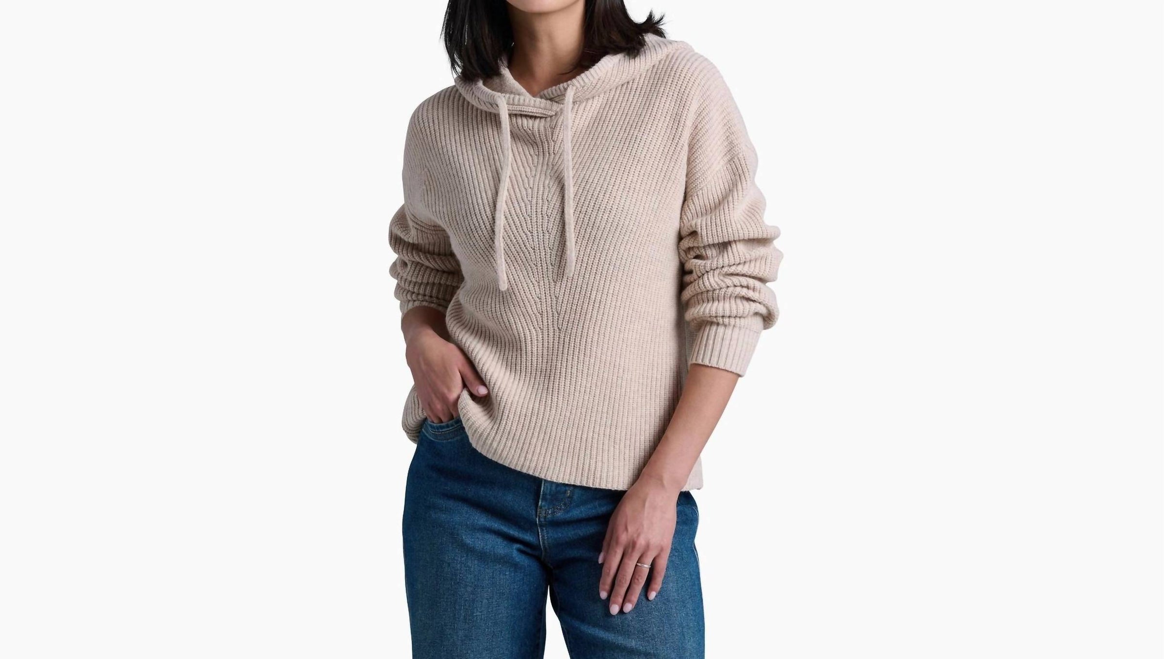 KUHL Fireside Sweater Hoody in natural - women's top