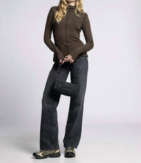 Weekend Los Angeles Marisol Long Sleeve Top in brown black - women's long sleeve top