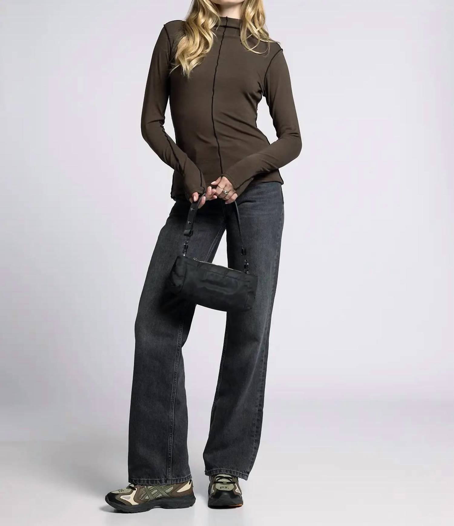Weekend Los Angeles Marisol Long Sleeve Top in brown black - women's long sleeve top