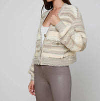 L'Agence Harriet Cardigan in natural multi - women's cardigan - detail view