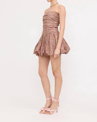 Sofie the Label Carmel Floral Mini Dress in fuchsia - women's dress - detail view