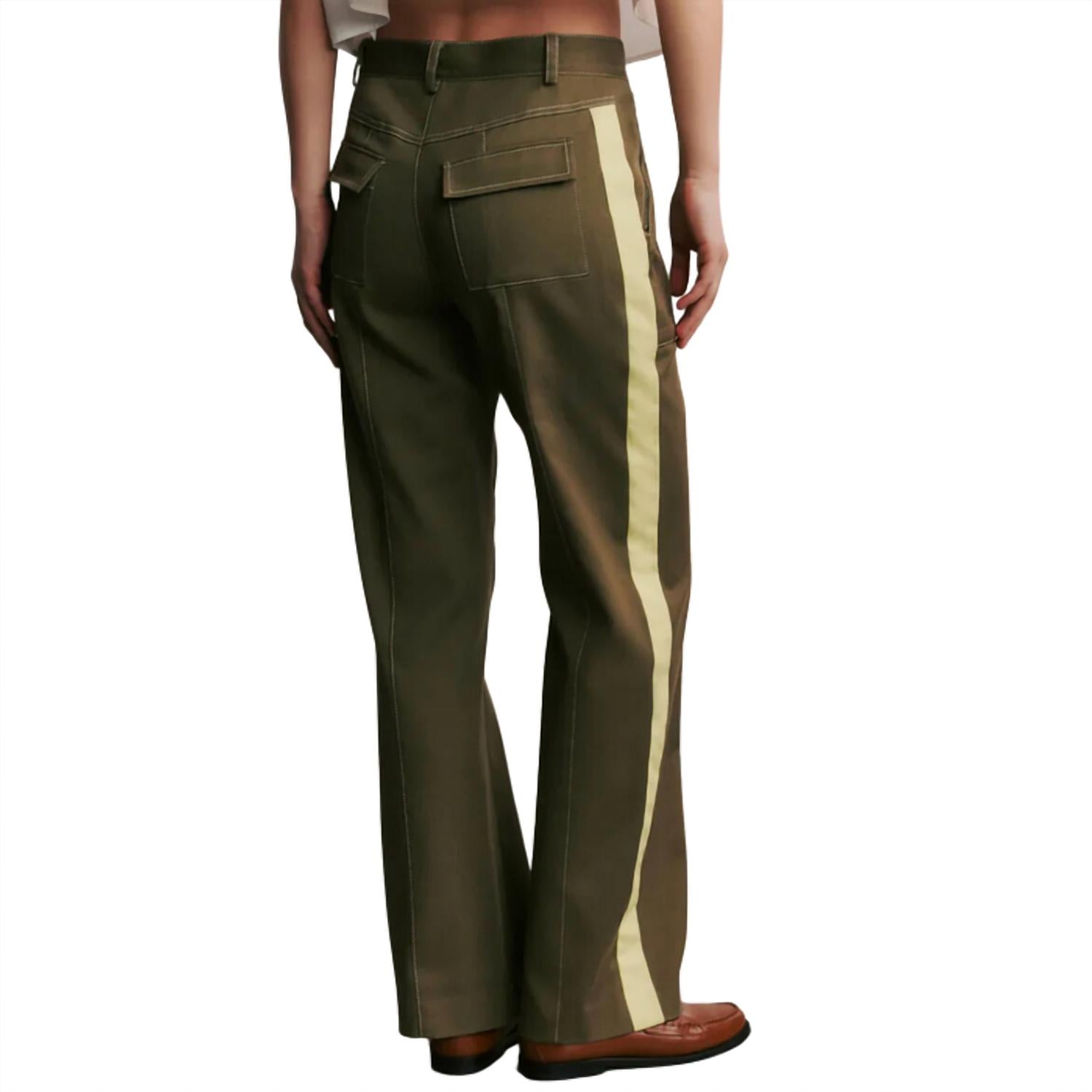 TWP Women's Isa Pant in dark olive - women's pants - detail view