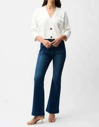 Joseph Ribkoff - Mirrored Grommet Accent Crop Cardigan