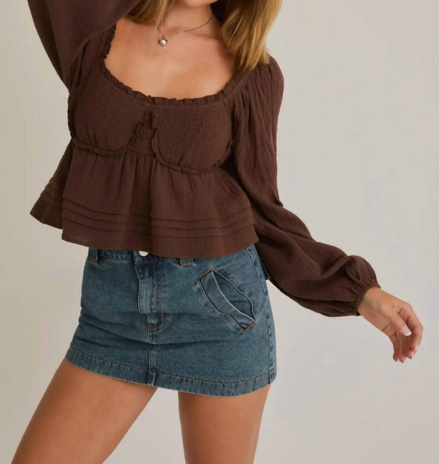 Le Lis - Smocked Long Sleeve Top