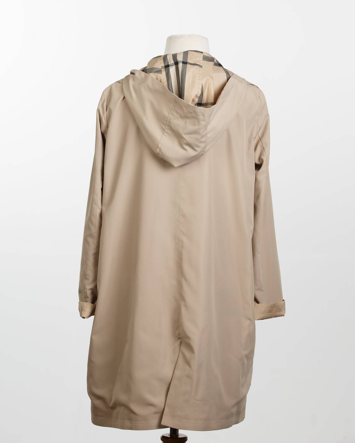 RAINRAPS Raintrench With Detachable Hood Rain Trench Coat in camel plaid - women's jacket - view 4