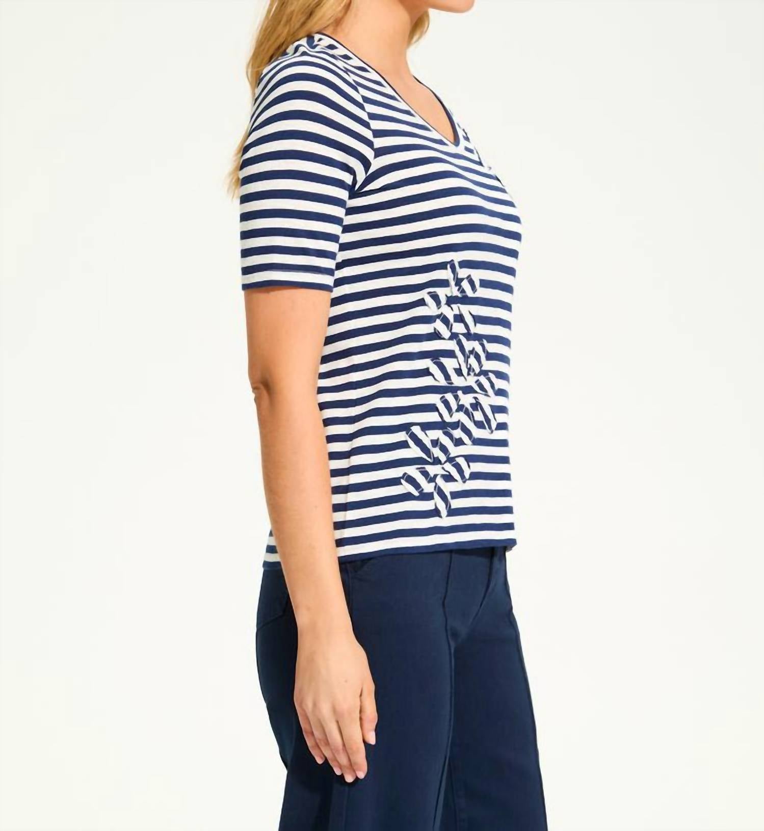 Fdj - Stripe Appliqué Top