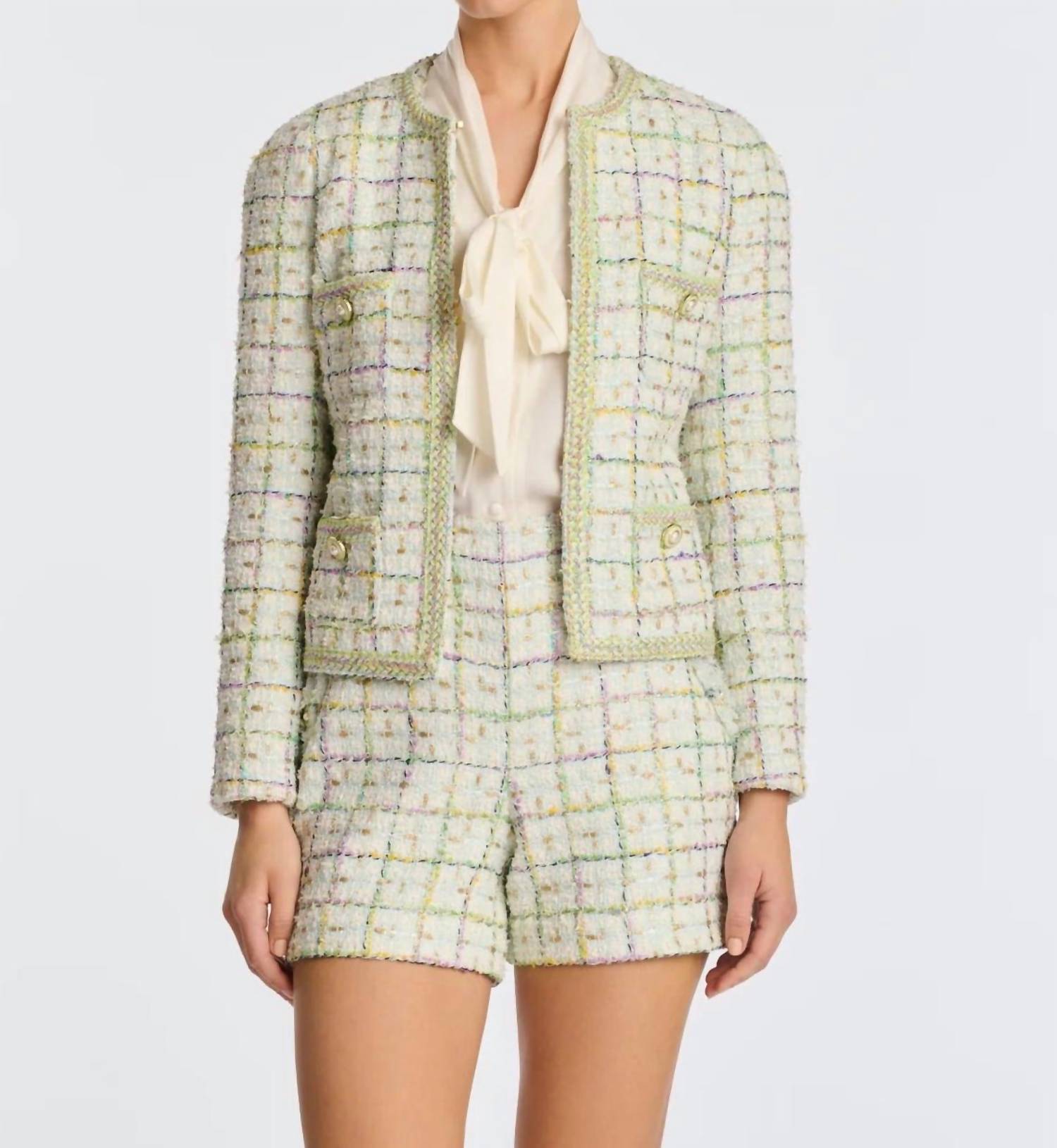 Weill - Pastel Tweed Jacket With Braided Trim