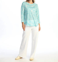 Jess & Jane - Round Hem Quarter Sleeve Slub Top