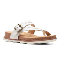 Clarks Women's Brynn Madi Flat Sandal in white leather - women's sandal