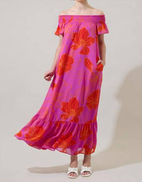 Sugarlips - Luxe Getaway Floral Smocked Shoulder Maxi Dress
