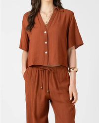 Dex - Short Sleeve V-Neck Blouse Top