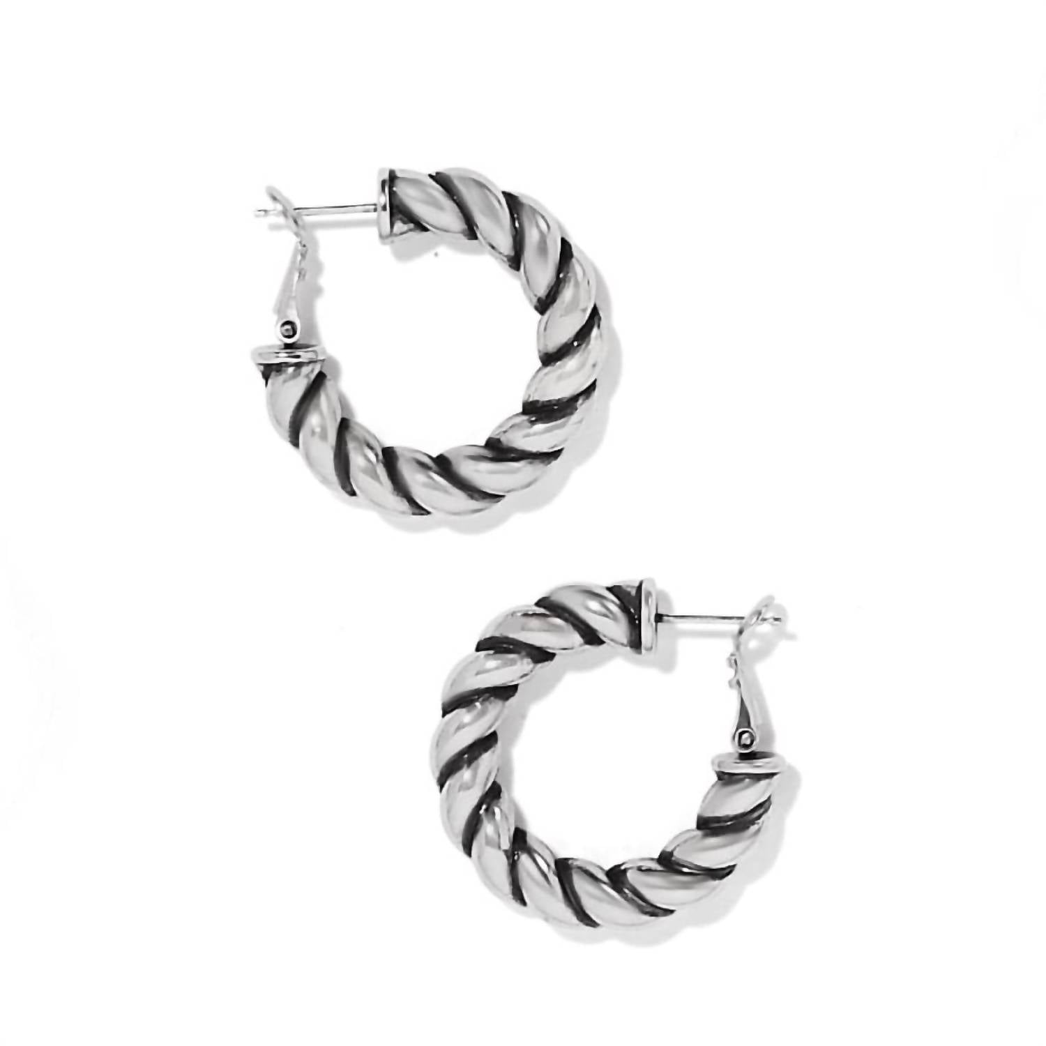 Brighton - Women's Interlok Twist Medium Leverback Hoop Earrings