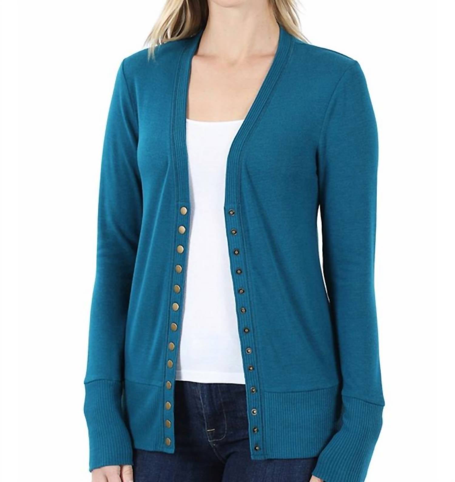 Zenana - Snap Full Sleeve Cardigan