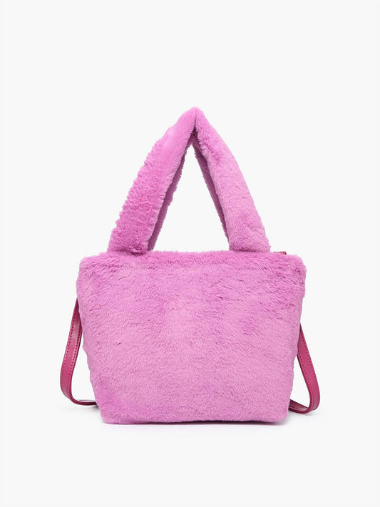 Jen & Co. - Fuzzy Dual Handle Satchel Bag With Strap