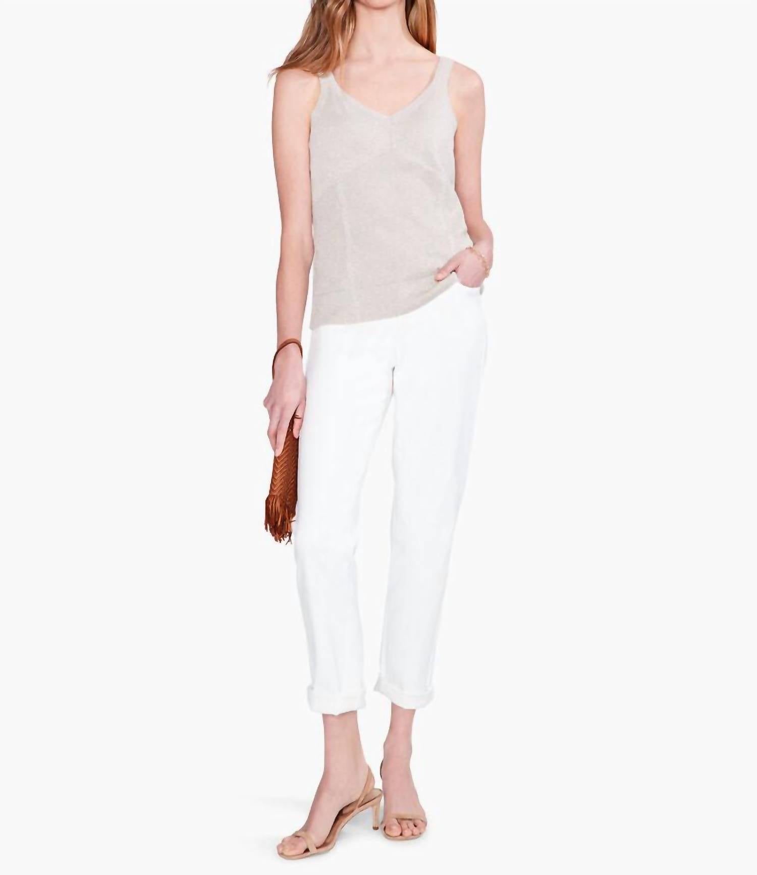 Nic + Zoe Lara Lurex Corset Tank Top in sandshell - women's tank top