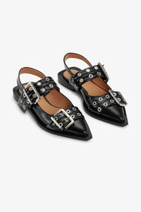 Ganni - Women's Buckle Ballerina Flats