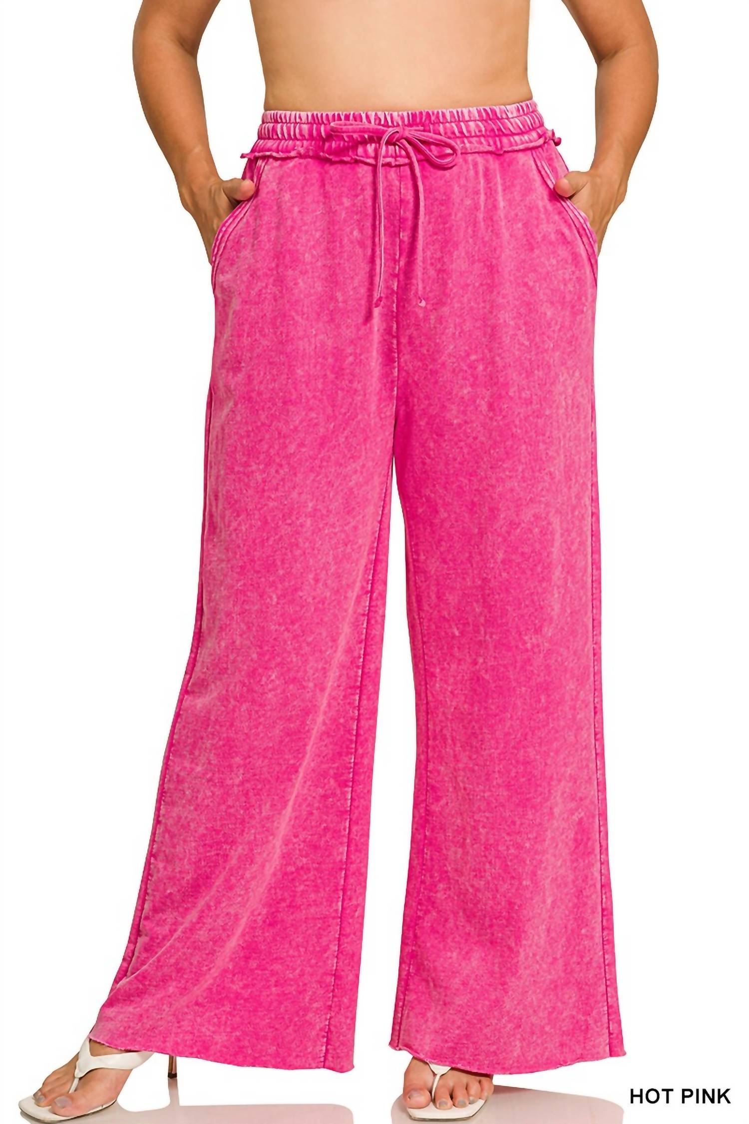 Zenana - French Terry Wide Leg Pants