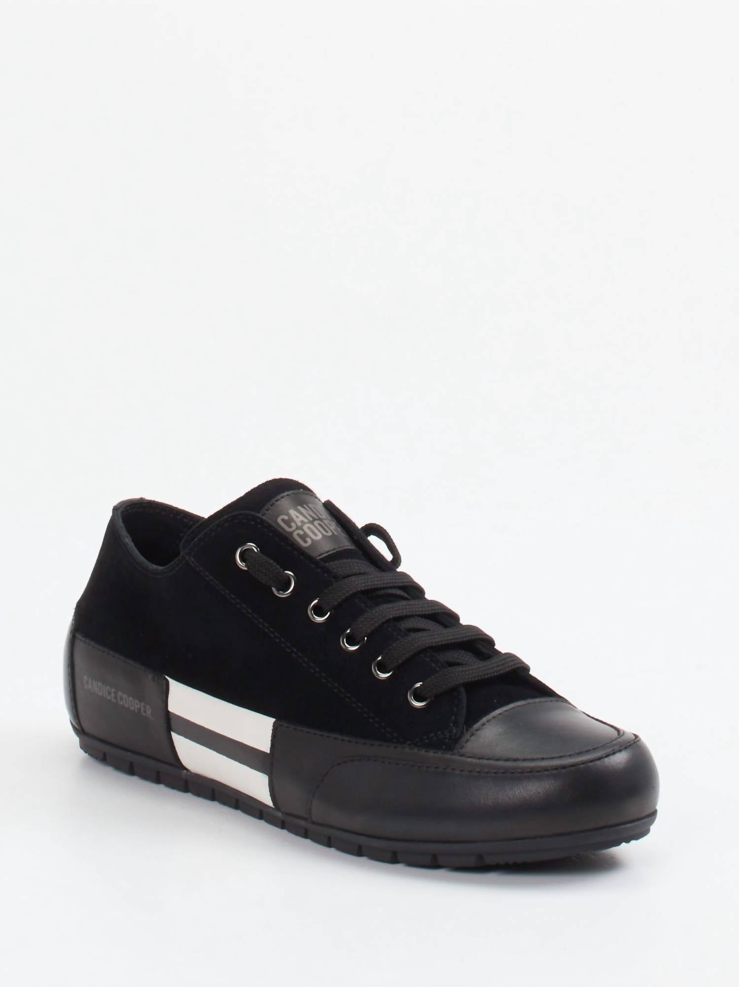 Candice Cooper Women's Rock Patch Fashion Leather Sneakers in black white - women's sneaker