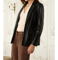 Skies Are Blue - Faux Leather Open Blazer