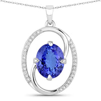 Diana M Jewels Women's Oval Natural Tanzanite Pendant Necklace (3.21 Ct) - Signature Plus (10.40x8.50mm) in 14k white gold - women's jewelry - detail view