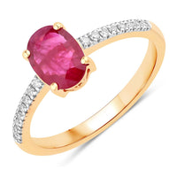 Diana M Jewels Women's Oval Natural Ruby Fashion Ring (1.43 Ct) - Petite in 14k yellow gold - women's jewelry
