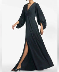SACHIN & BABI Jenny Satin Crepe Gown in black - women's dress - alternate view