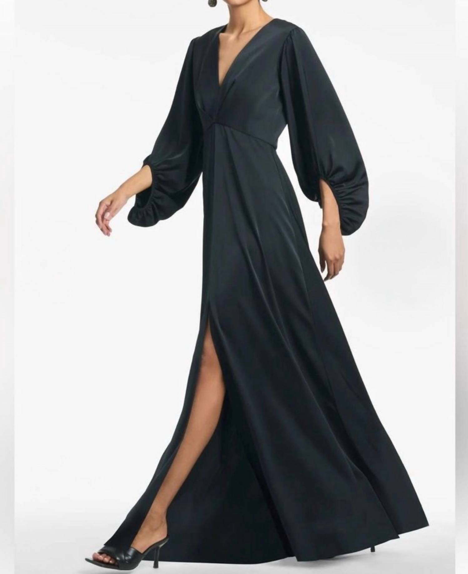 SACHIN & BABI Jenny Satin Crepe Gown in black - women's dress - alternate view