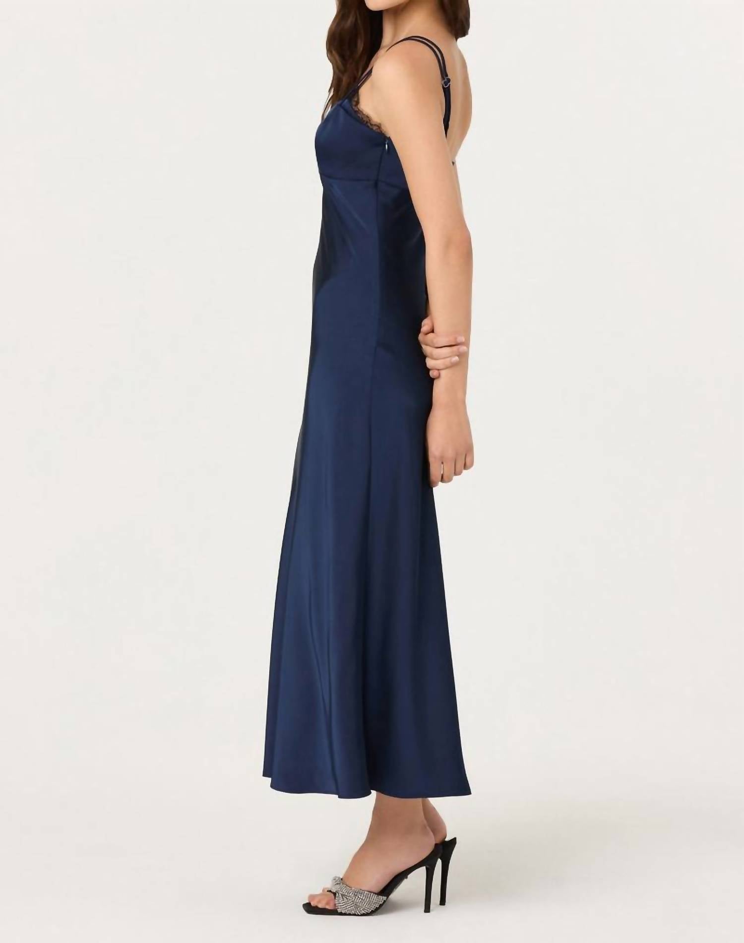 Astr - Nevaeh Satin Lace Trim Midi Dress