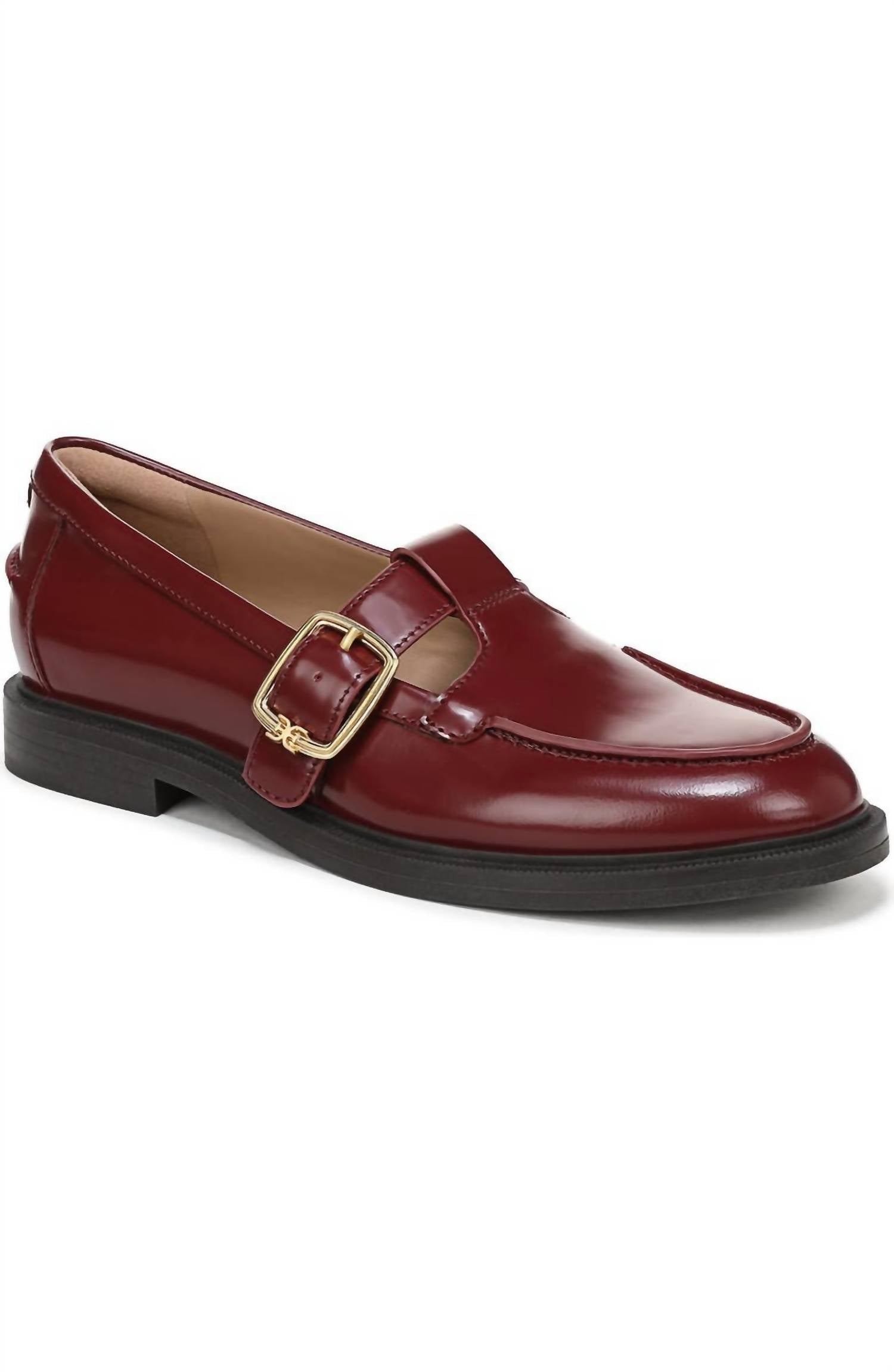 Sam Edelman - Women's Elaina Leather Buckle Detailed Slip On Fashion Loafers