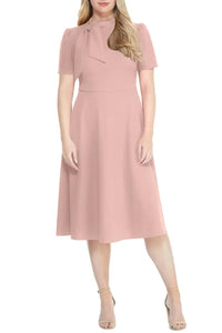 Maggy London - Fit And Flare Tie Neck Dress