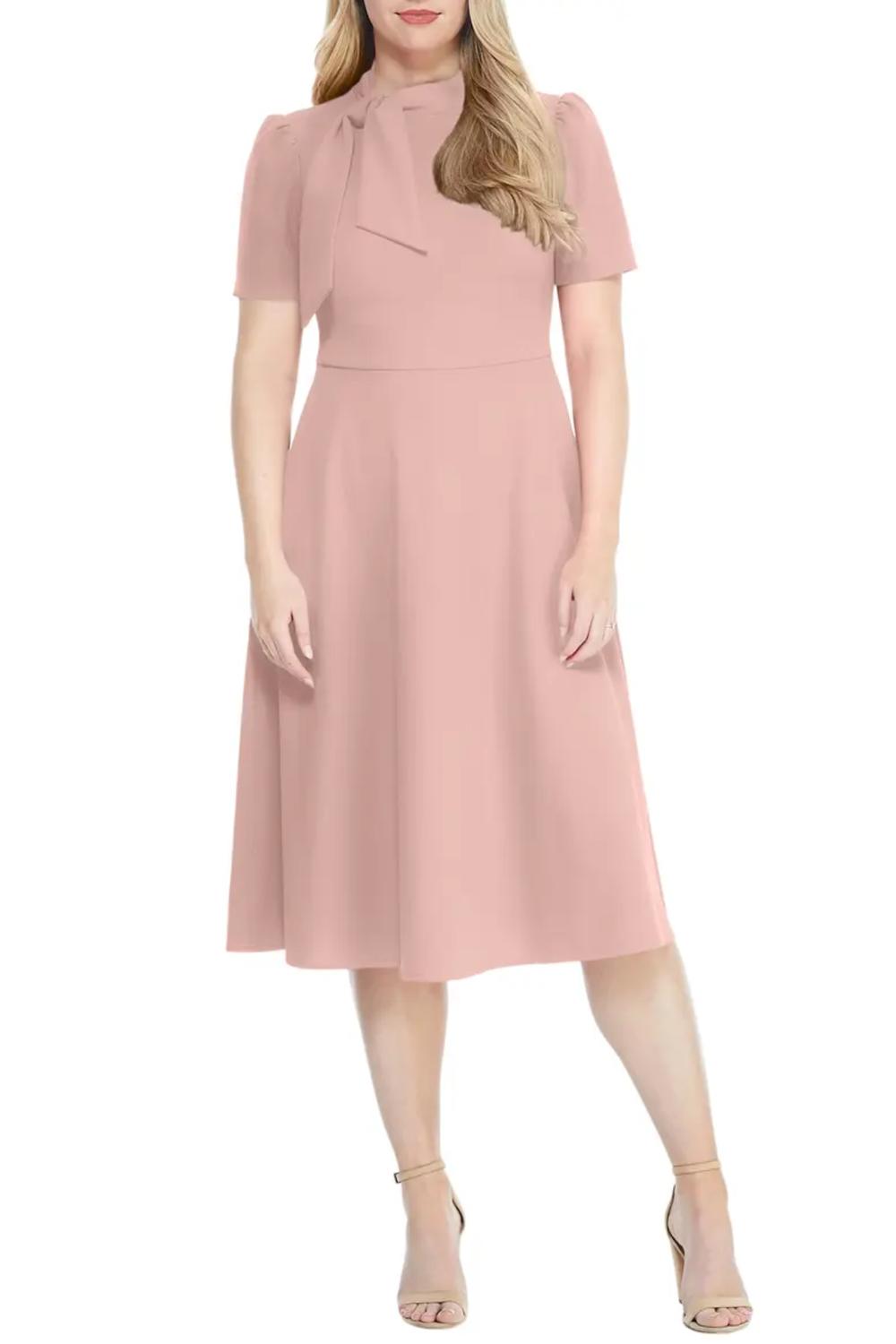 Maggy London - Fit And Flare Tie Neck Dress