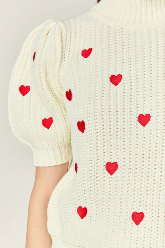 English Factory - Lucy Embroidered Heart Sweater