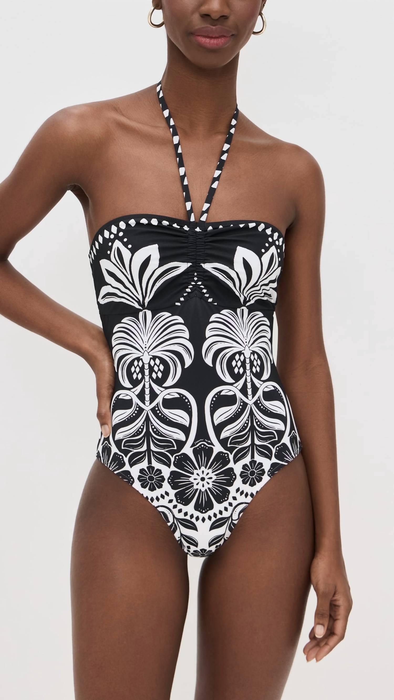 Farm Rio - Flowers Leopards Halterneck Swimsuit