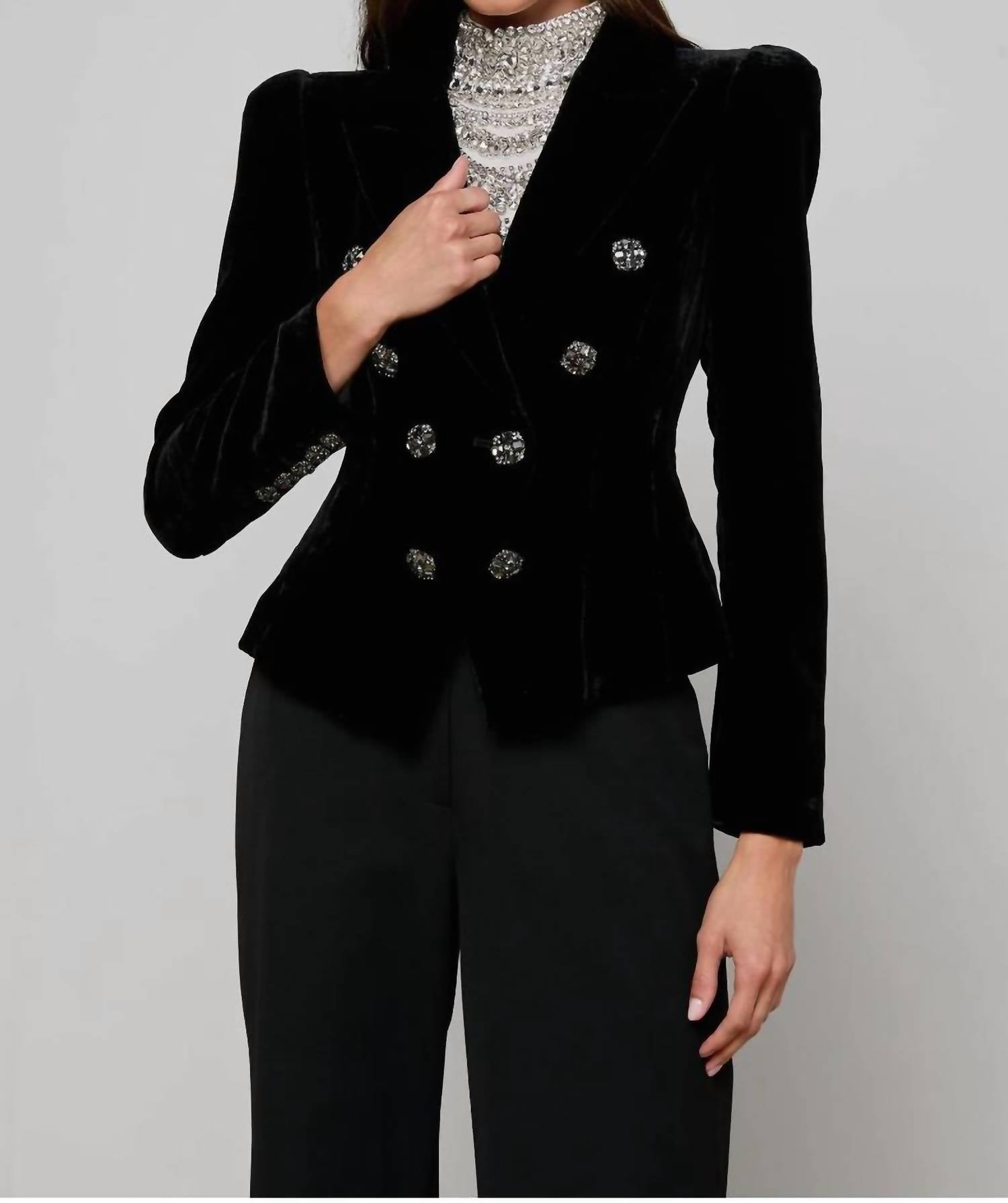 L'Agence - Bethany Velvet Structured Blazer