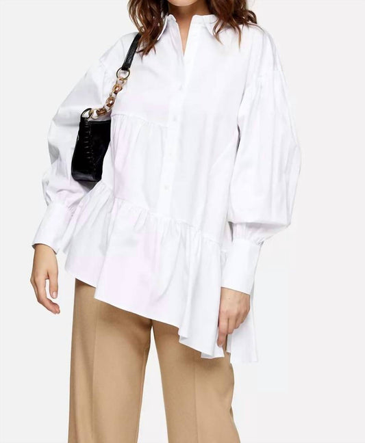 Topshop - Tiered Asymmetrical Poplin Shirt