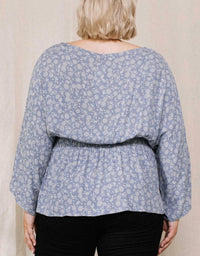 Oddi - Floral Print Baby Doll Top - Plus