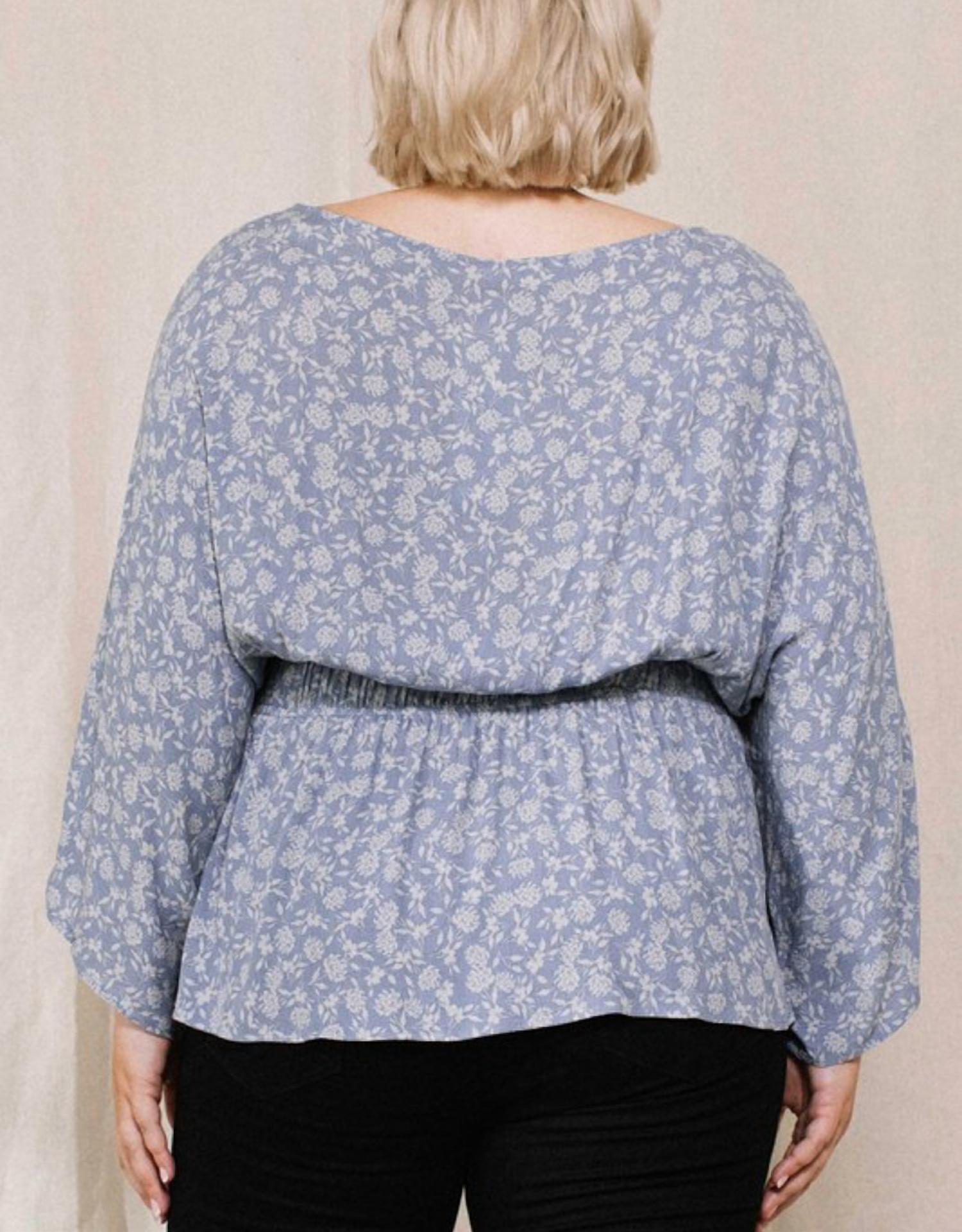 Oddi - Floral Print Baby Doll Top - Plus